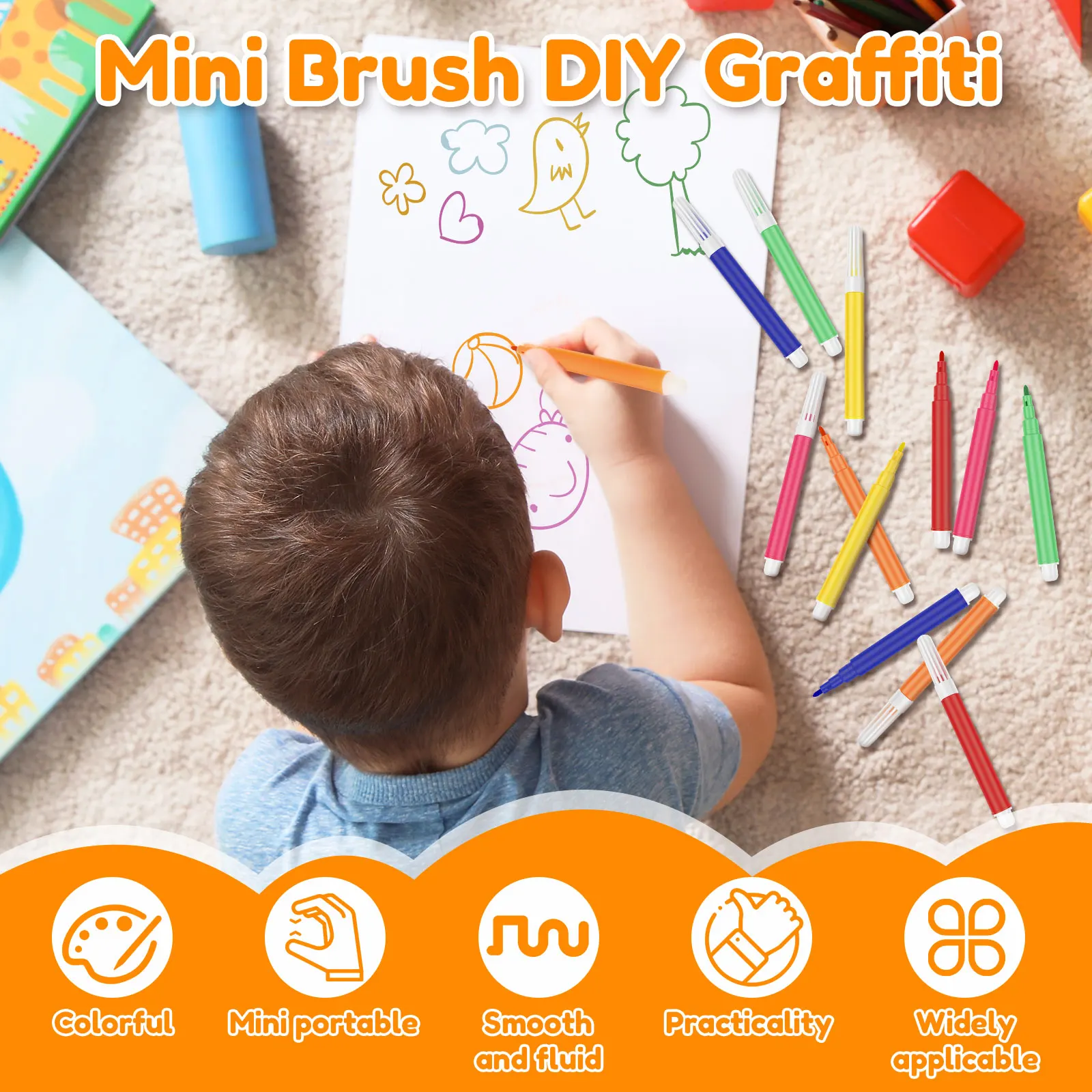 210Pcs Mini Markers Set 3.4 Inch Vibrant Colors Portable Small Marker Pens Assorted DIY Doodle Pen for Kids Adults Art Crafts