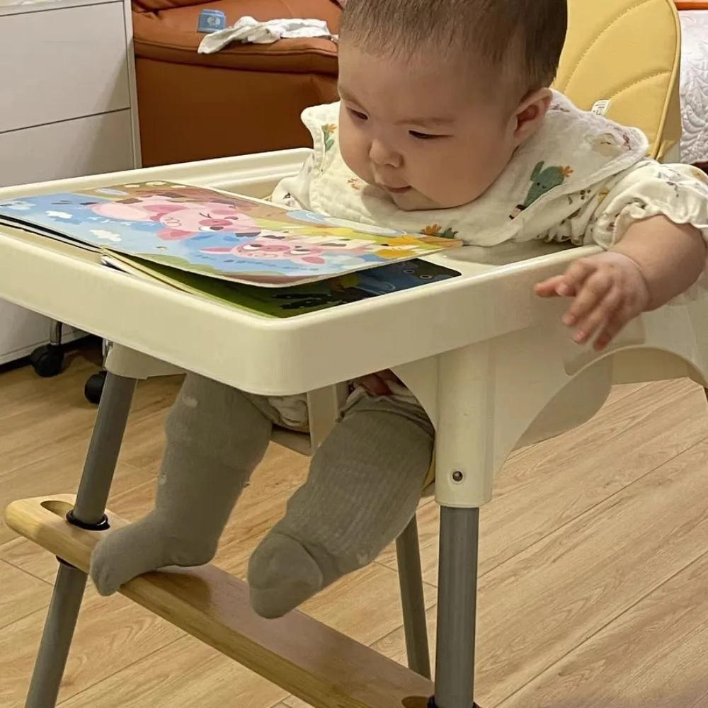 مسند للقدمين عالي الكرسي قابل للتعديل، تصميم ثابت، مادة خشبية، كراسي عالية للأطفال، دواسة غير قابلة للانزلاق، زوايا مستديرة، ملحقات كرسي مرتفع