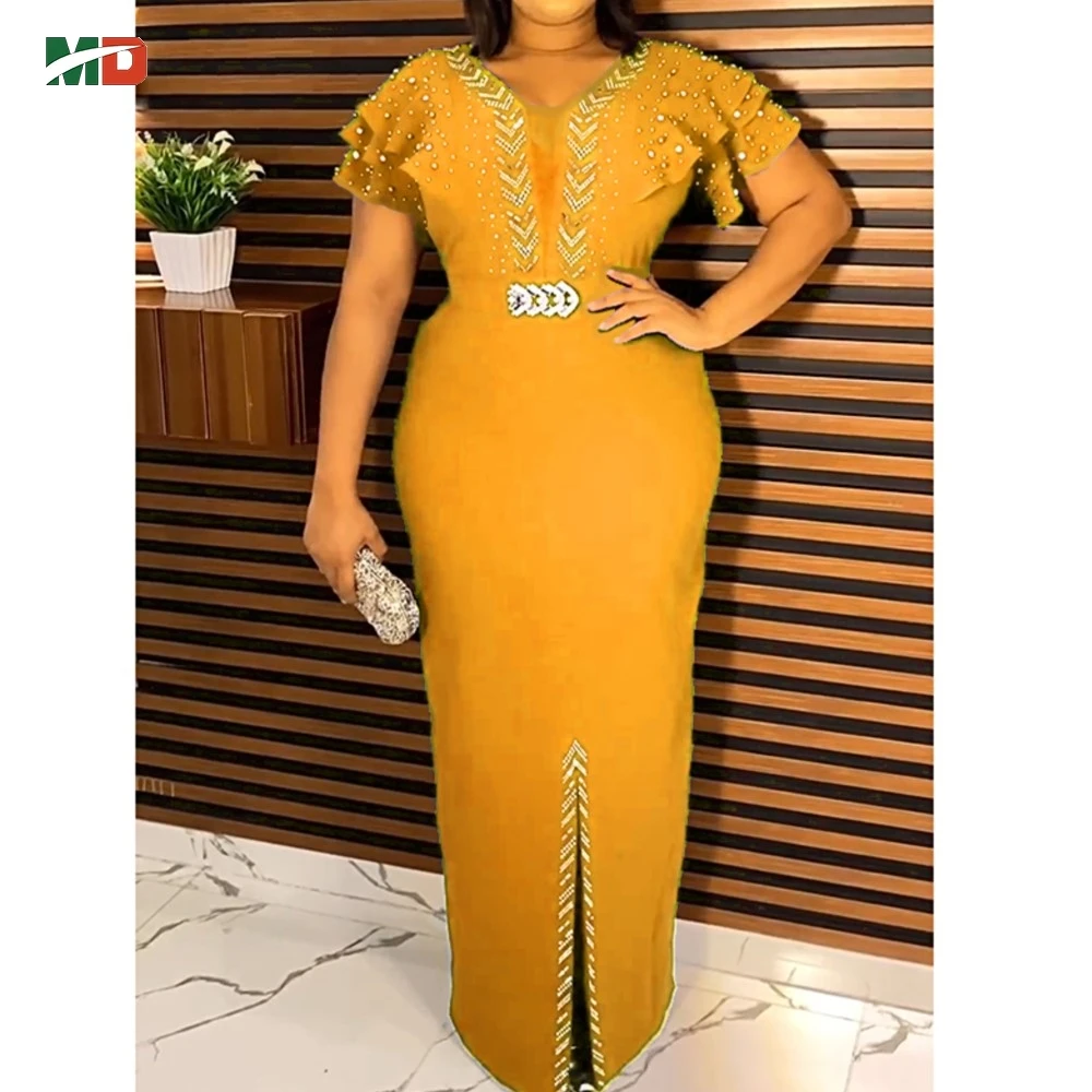 

MD African Plus Size Kaftan Dress Wedding Party Djellaba Gown Turkey Dress luxury elegant 2024 Dashiki African Clothes Ankara