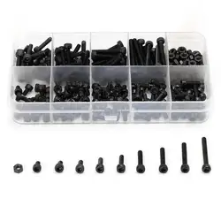 280pcs/box M2 M2.5 M3 Screw kits Hex socket head cap screw DIN912 Black steel Hexagon Cylinder Bolt Kits