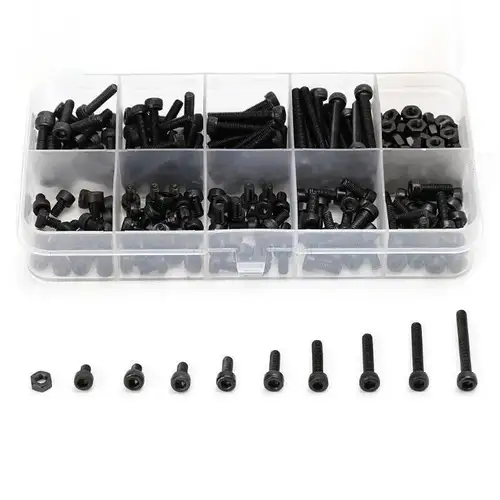 Imagen 1 del producto 280 unids/caja M2 M2.5 M3 kits de tornillos tornillo de cabeza hueca hexagonal DIN912 Kits de pernos de cilindro hexagonal de acero negro