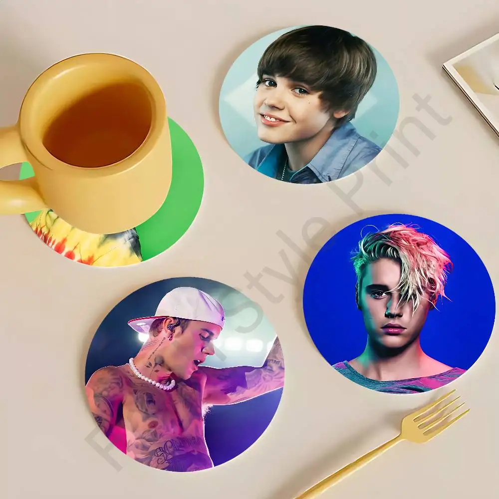 J-Justin B-Bieber Swag Wooden Coasters  10cm Round Cosplay Fans Collect Friends Gifts