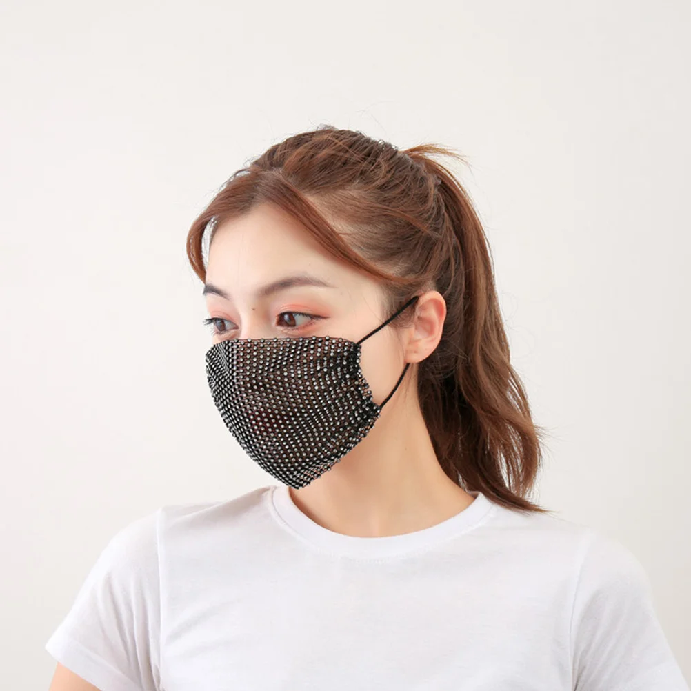 قطعة واحدة من قناع حجر الراين قناع وجه مزخرف عصري للنساء قابل للتنفس ومتين ومبتكر وأداء خارجي