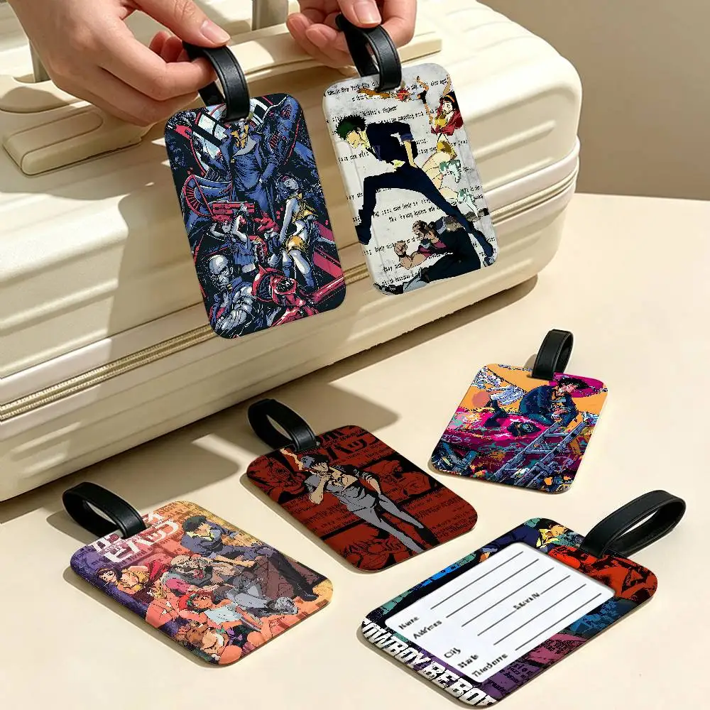 Anime C-Cowboy Bebop Waterproof PVC Baggage Tag With Info Card Anti lost Identification Tag For Luggage School Backpack