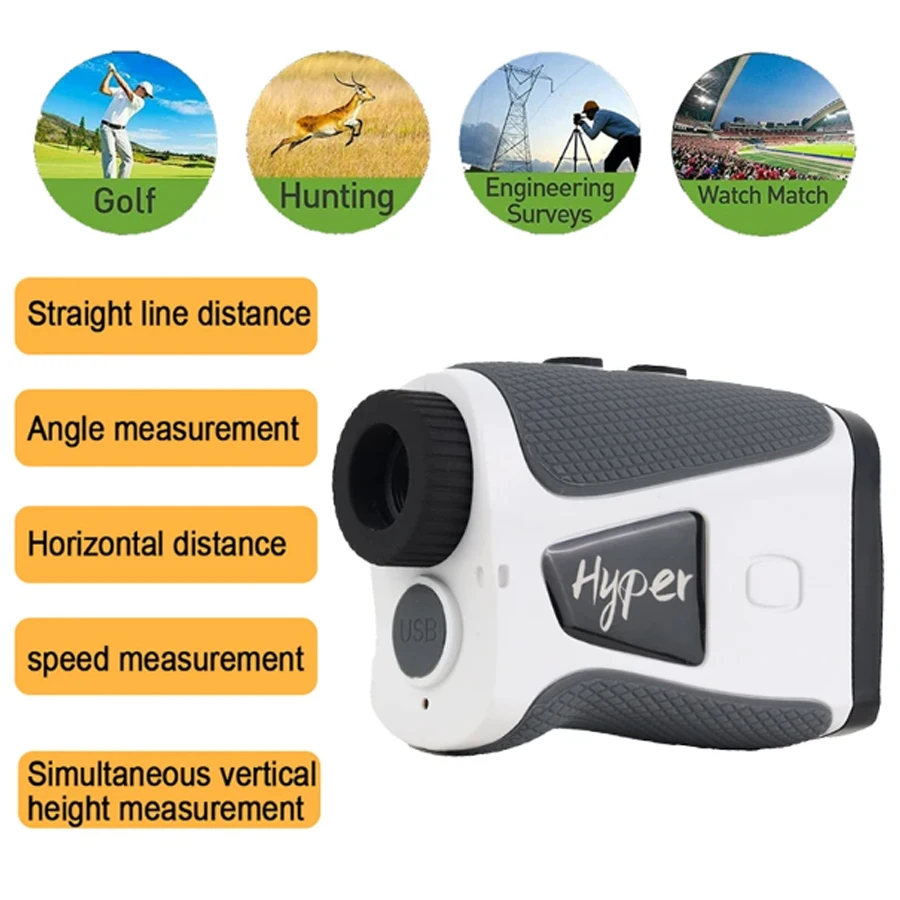 Vendita calda telemetri Laser Golf USB 800M 1000M 1200M Range Finder con compensazione della pendenza dell\'angolo di blocco della bandiera per la