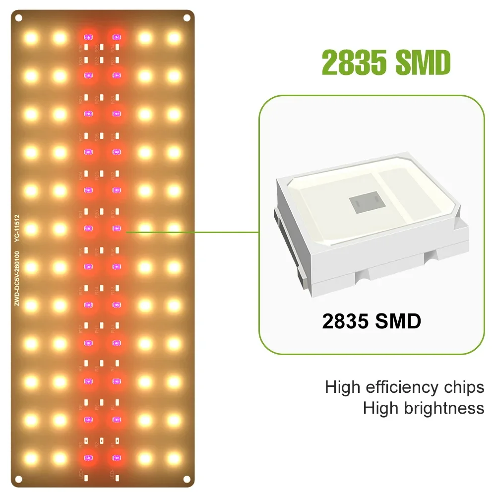 USB DC5V LED Grow Light Indoor Plant Lamp Full Spectrum Quantum Board Cultivation Fill Lighting With Timing Auto On/Off Dimmable