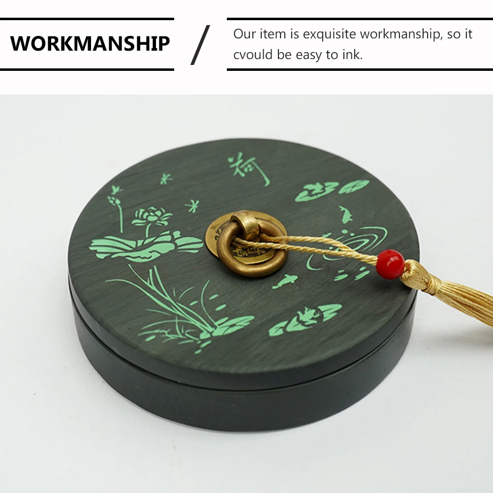 Afbeelding 5: Traditionele inktsteen geschenkdoos handgemaakte natuursteen materiaal ronde inktplaat voor Sumi schilderij tekening kalligrafie beginners