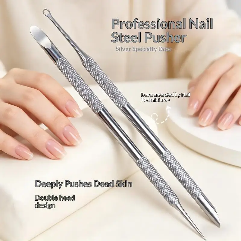 Double-ended Stainless Steel Manicure Remover Sticks 1/4PCS Bevelled Edge Cuticle Pusher for Salon Home Nail Care
