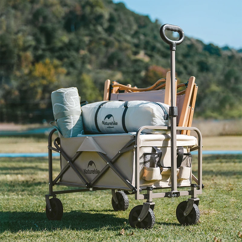 Naturehike Collapsible Wagon Cart, Utility Beach Wagons Foldable,Side Pocket,Outdoor for Camping Trolley, Garden, Picnic, Sports