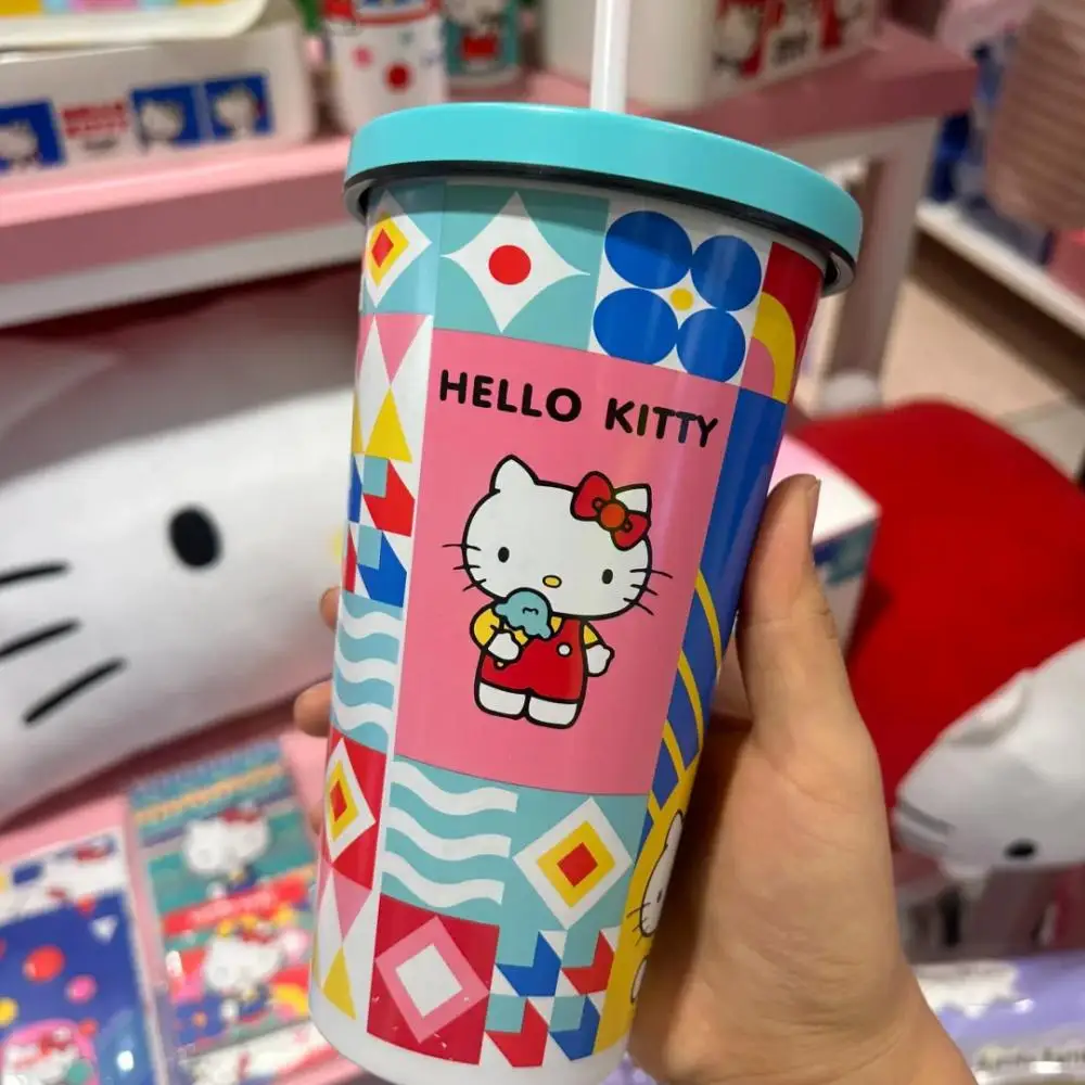 

Kawaii Sanrio Hello Kitty мультяшная изолированная чашка, двухслойная толстая чашка из нержавеющей стали, соломенная чашка для воды большого диаметра, подарки