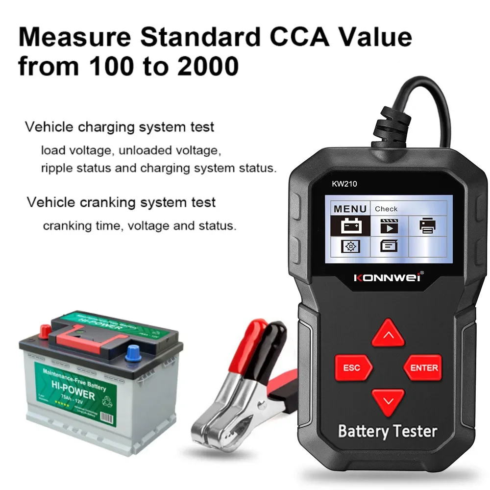 

KONNWEI KW210 12V Automotive Battery Tester Digital Cranking Charging Test Diagnostic Tool for Car