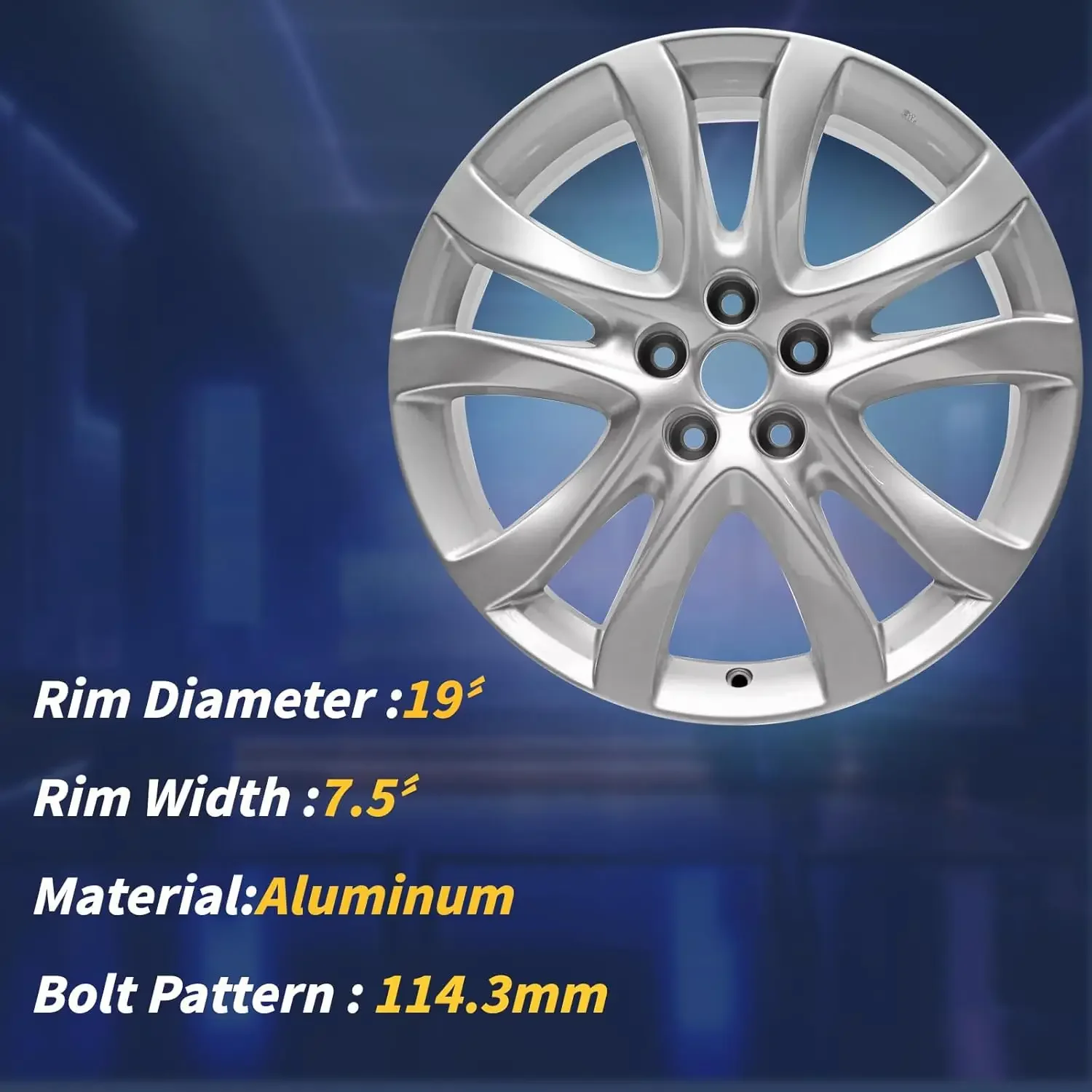 جديد 19 "x 7.5" جديد 19 بوصة 19 "حافة عجلة ألومنيوم يناسب 2014 2015 2016 2017 مازدا 6 الفضة OEM تصميم استبدال حافة #6
