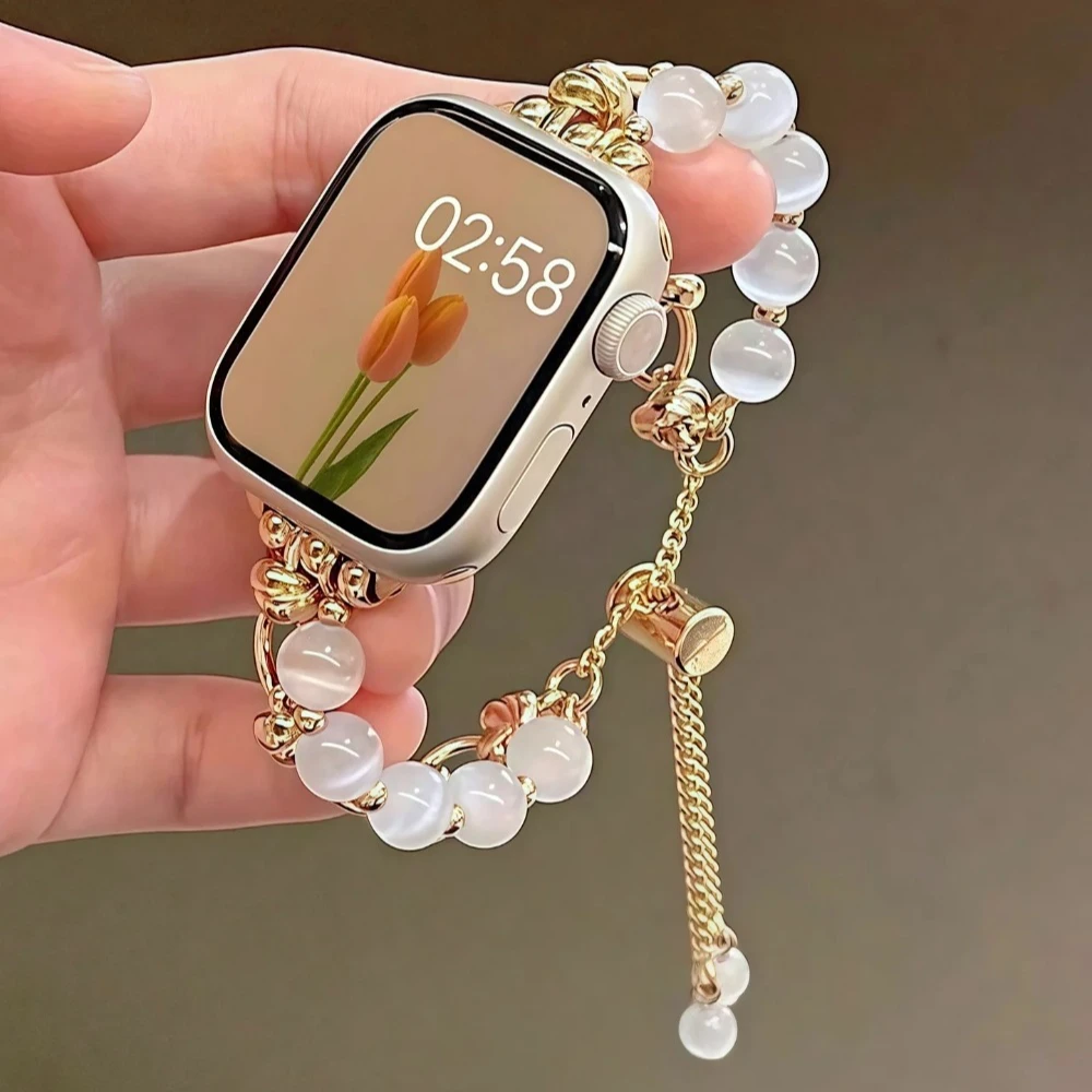 Schmuck + Metallarmband für Apple Watch 11 10 46/42 mm 9 8 7 6 5 4 SE3 45/44/41/40 mm Damen-Armband für iWatch Ultra 3/2/1 49 mm