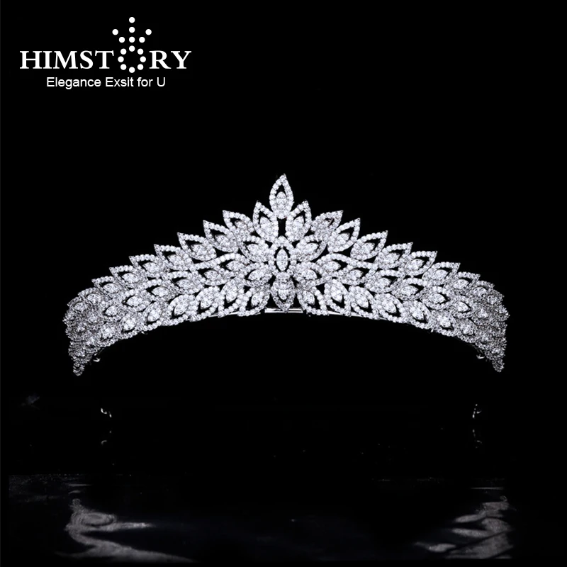 Himstory-Tiaras de circonia cúbica para novia, accesorios para el cabello para fiesta de cumpleaños y graduación, tocado de novia con flores