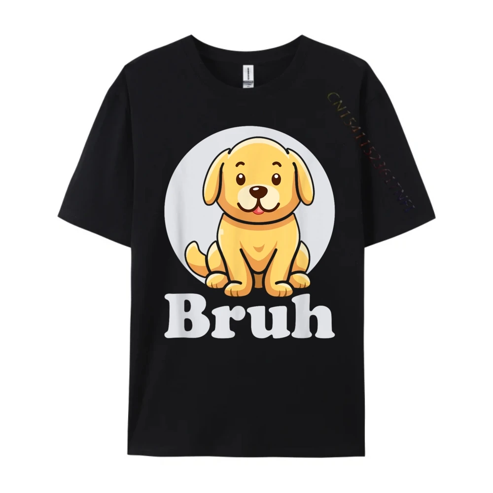 جرو يقول Bruh رائعتين الكلب الفكاهة أزياء الرجال الجرافيك تيز الفاخرة تي شيرت رجالي بلايز عيد الأب