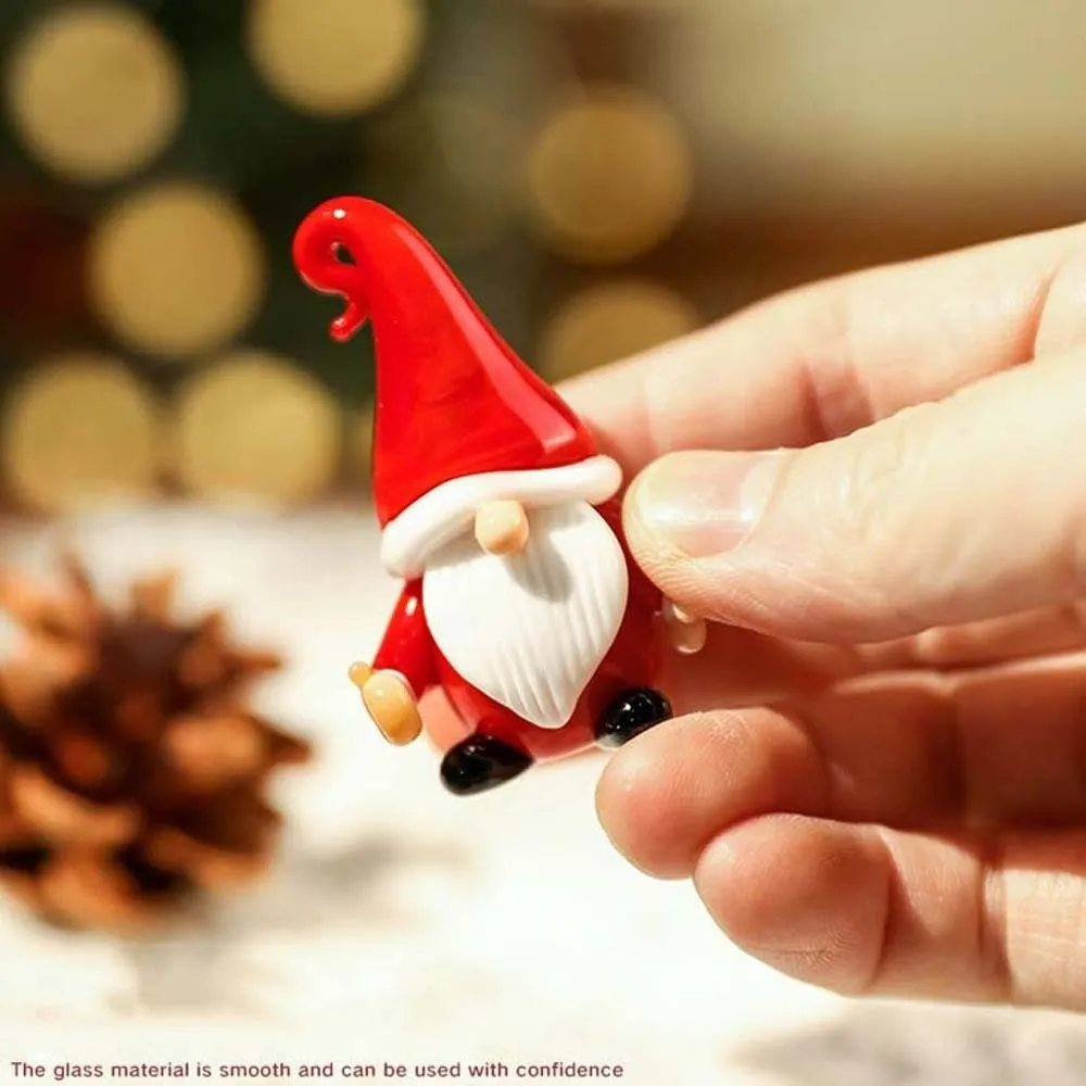 Handcrafted Glass Yoga Santa Glossy Lampwork Miniature Christmas Figurine Exquisite Creative Cartoon Desktop Statue Kids
