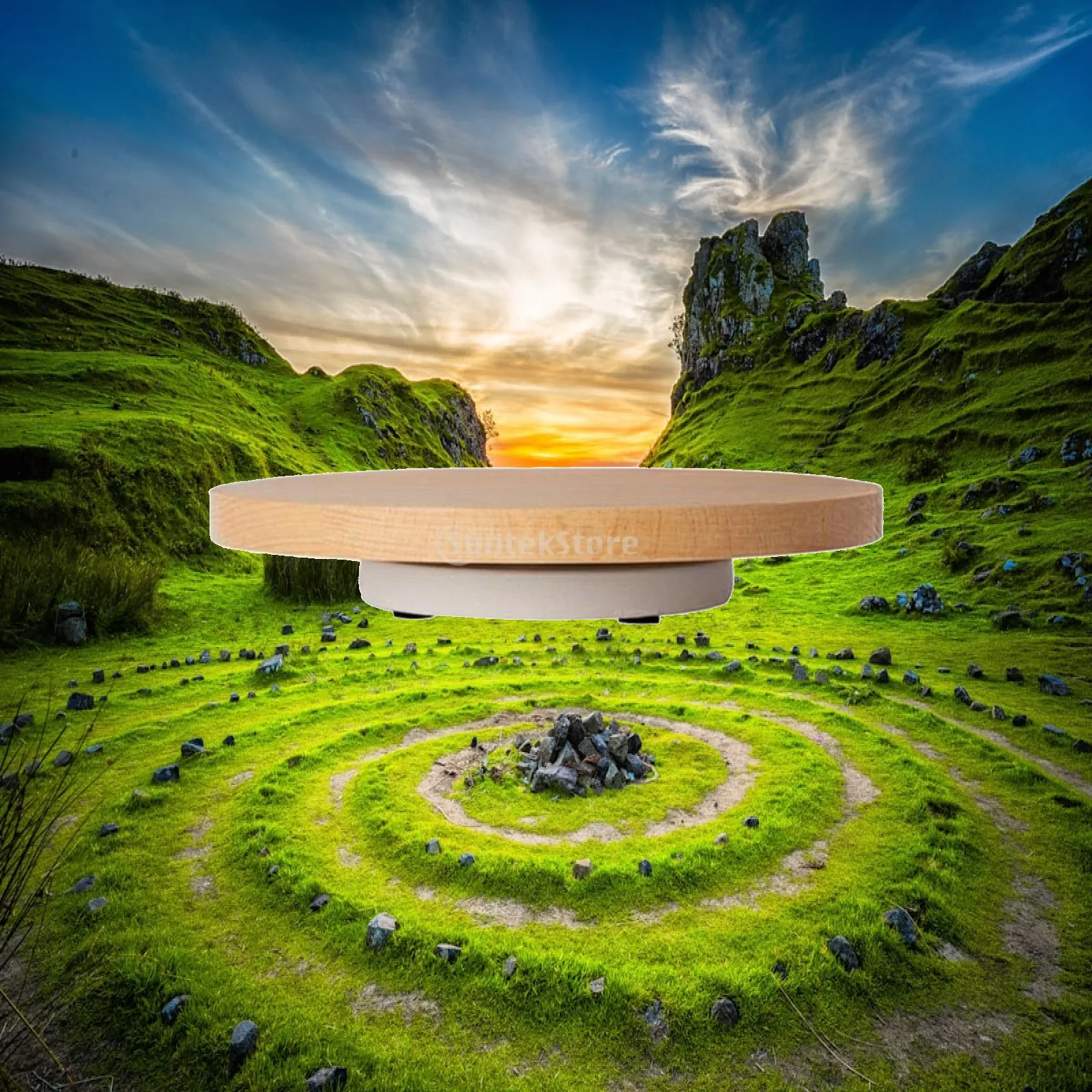 Wooden Rotating Cake Stand for Baking Decorating Tools Smooth Silent Spinning Turntable for Birthday Wedding Cake Display Board
