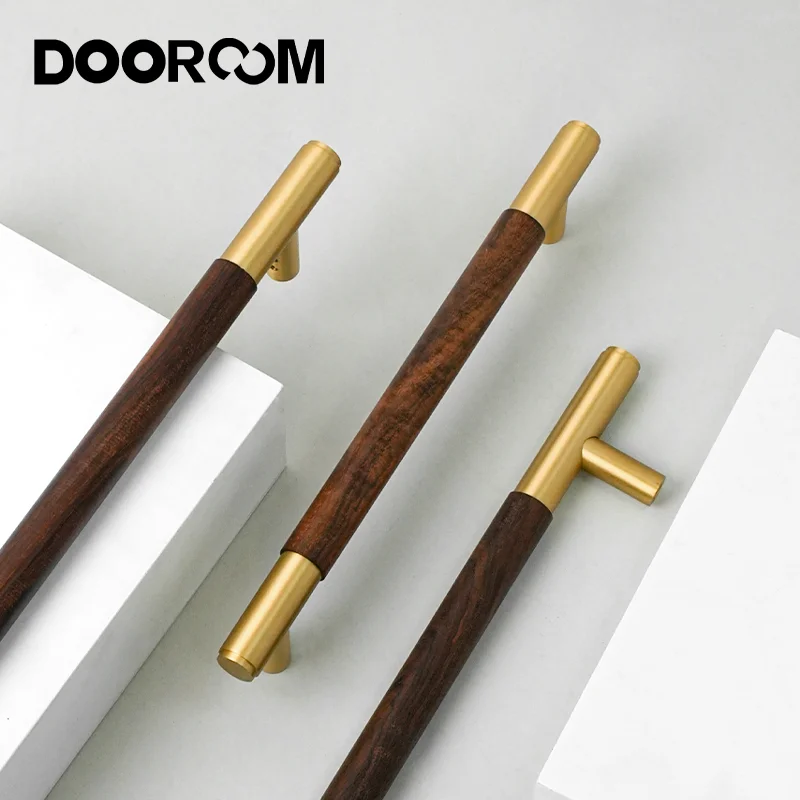 

Dooroom Antique Brass Door Double Single Sided Stripe Linear Pull Bar Walnut Wood Gate Glass Door Shower Room Handles