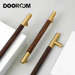 Dooroom Antique Brass Door Double Single Sided Stripe Linear Pull Bar Walnut Wood Gate Glass Door Shower Room Handles