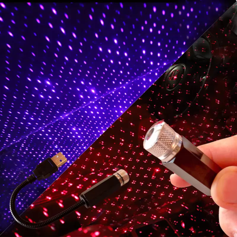 Car Romantic LED Starry Sky Night Light 5V USB Powered Galaxy Star Projector Lamp For Car Roof Room Ceiling Decor Plug and Play