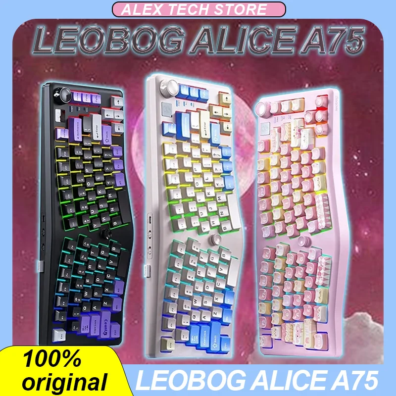 

LEOBOG ALICE A75 Mechanical Keyboard 3mode Wireless Bluetooth RGB Multifunctional Knob Ergonomics Customized Gaming Keyboard