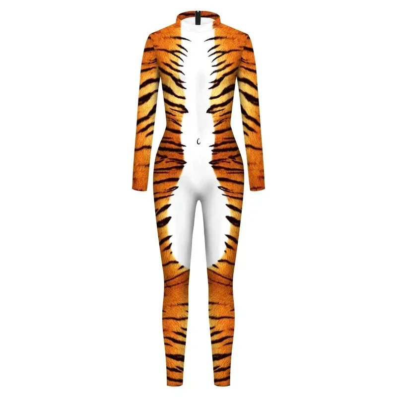 Cosplay Animal Women Jumpsuit Tiger Snake 3D Print Halloween Carnival Party Spandex Zentai Full Bodysuit Cosplay Costume Outfit