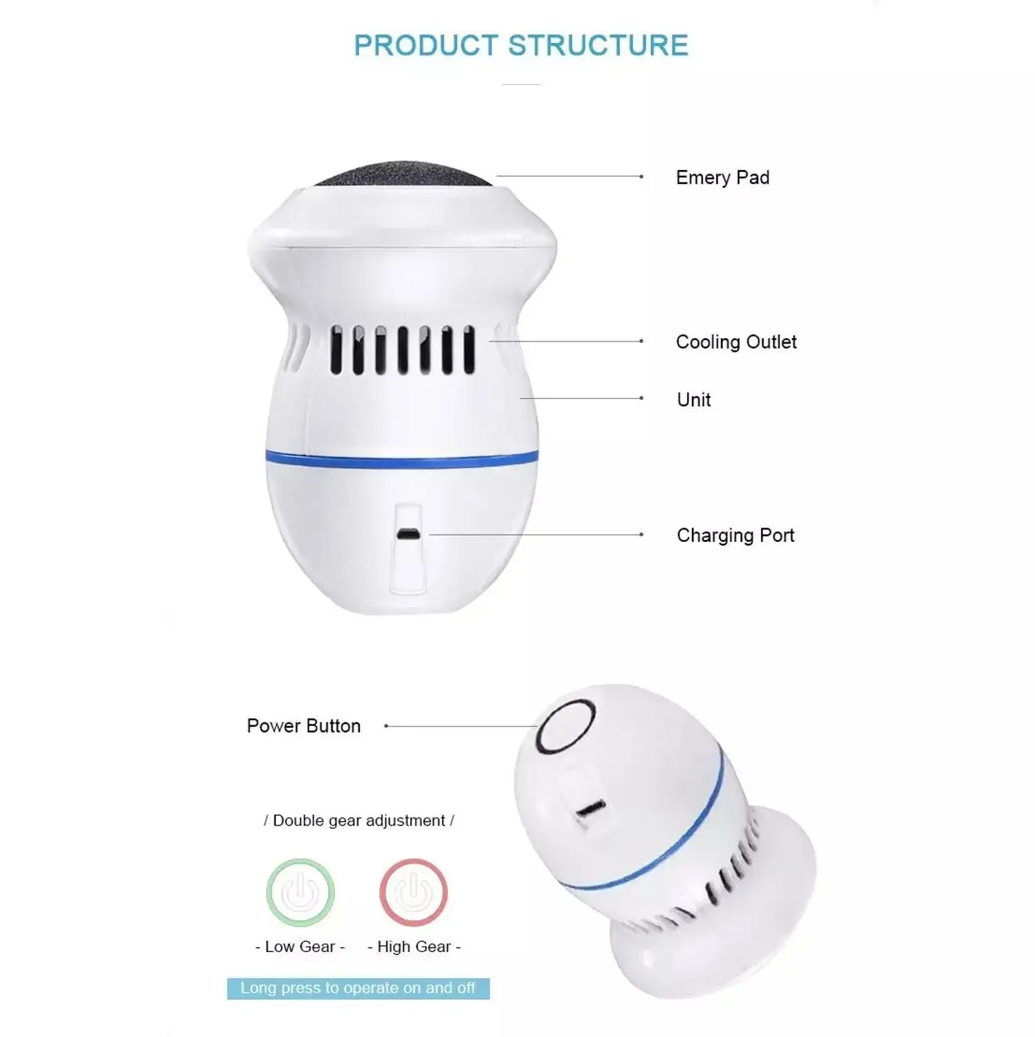 Electric Foot Callus Remover Rechargeable Pedicure Tool - Skin Rupture Trimmer Dead Skin Grinder for Foot Care Nail tools Toe