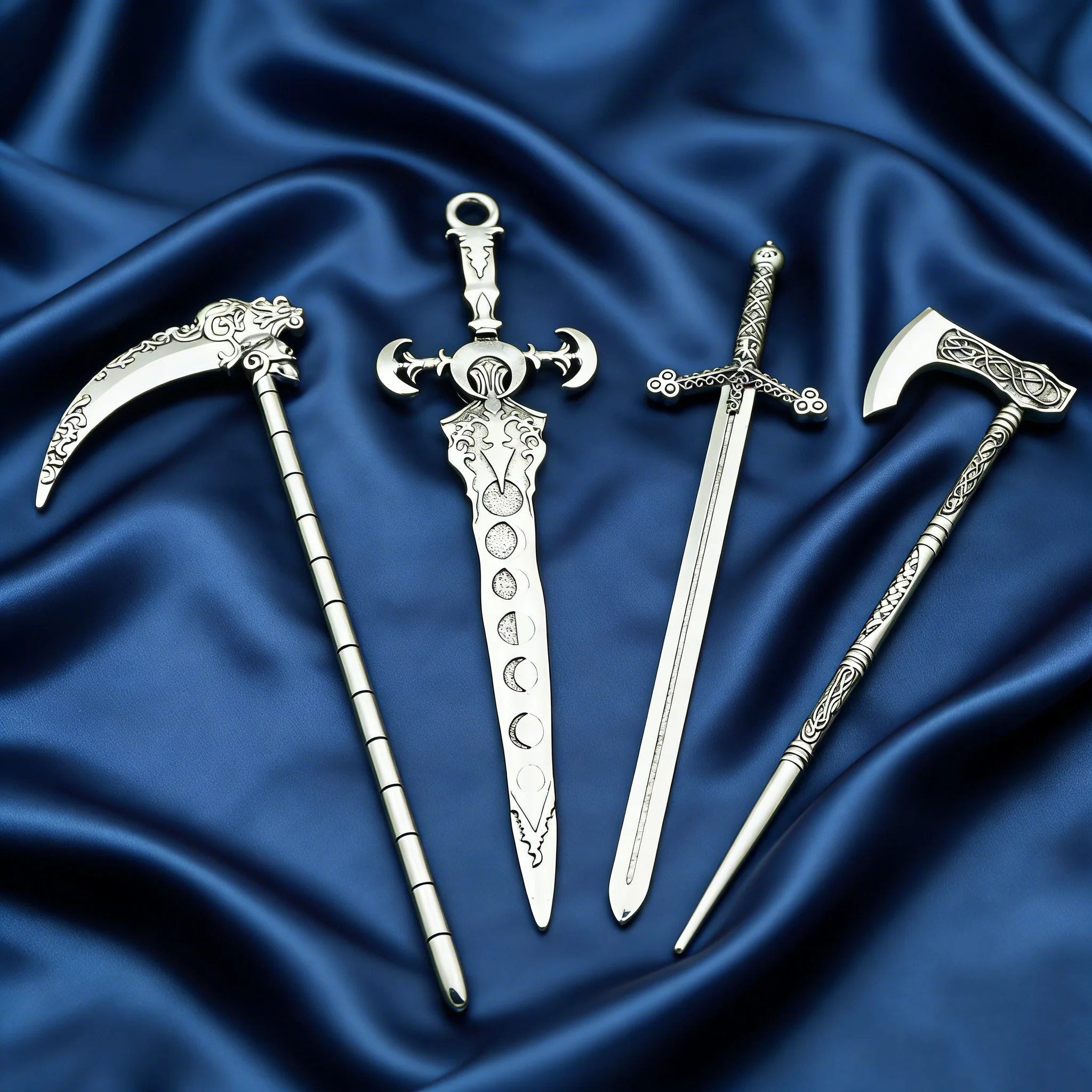 2/4pcs Norway Viking Flying Dragon Retro Sickle Battle Axe Shaped Hairpin Set Serpentine Sword Coordinate Hair Accessories