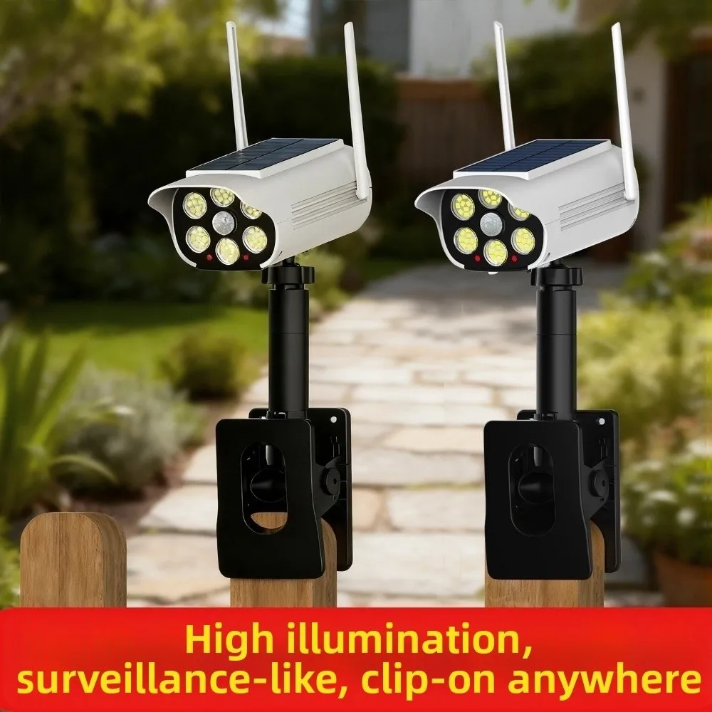 

Двунаправленный солнечный светильник с датчиком движения 360° ° Регулируемый беспроводной садовый настенный светильник с 3 режимами и имитацией камеры