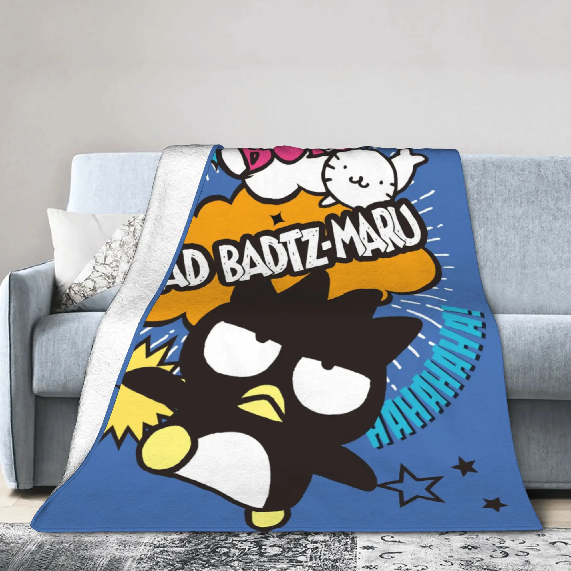 

Funny Kawaii Badtz-Maru Cartoon Blankets Super Soft Fleece Comfortable Throw Blanket Machine Washable