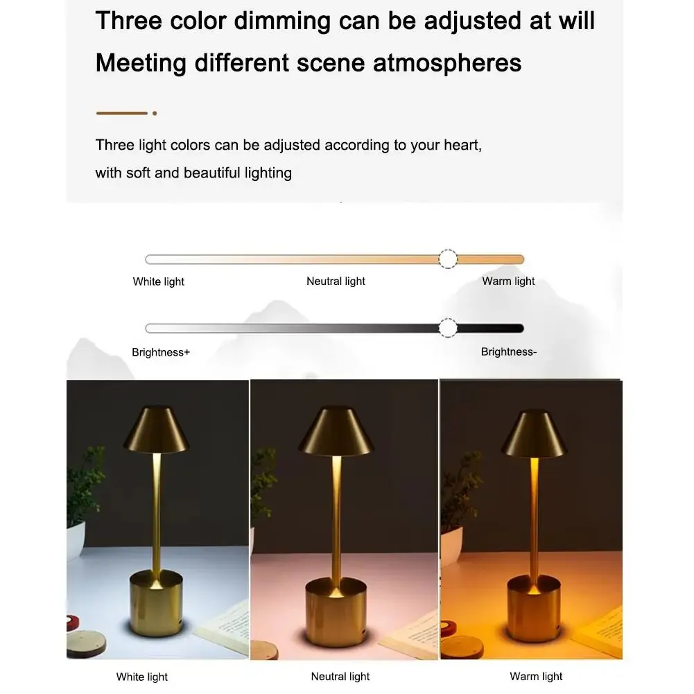 โคมไฟตั้งโต๊ะ LED แบบสัมผัสหรี่ได้3สีโคมไฟ USB แบบชาร์จไฟได้โคมไฟไฟตั้งโต๊ะกลางคืน pelindung Mata