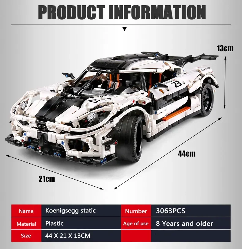 Koenigseg-AgeraRS para niños, 23002, 13120, alta tecnología, bloques de construcción, juguetes compatibles MOC-20518