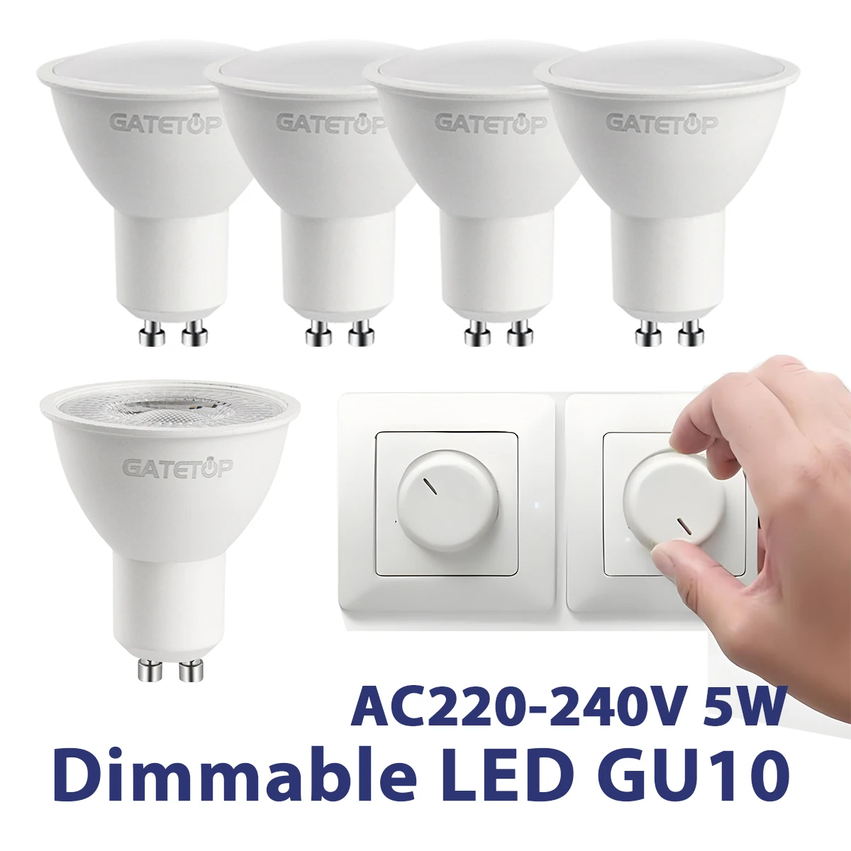 10-50pcs Dimmable GU10 Base LED Light Bulb 220V 230V Daylight 40W 50W Halogen Replacement for Landscape Track Lighting