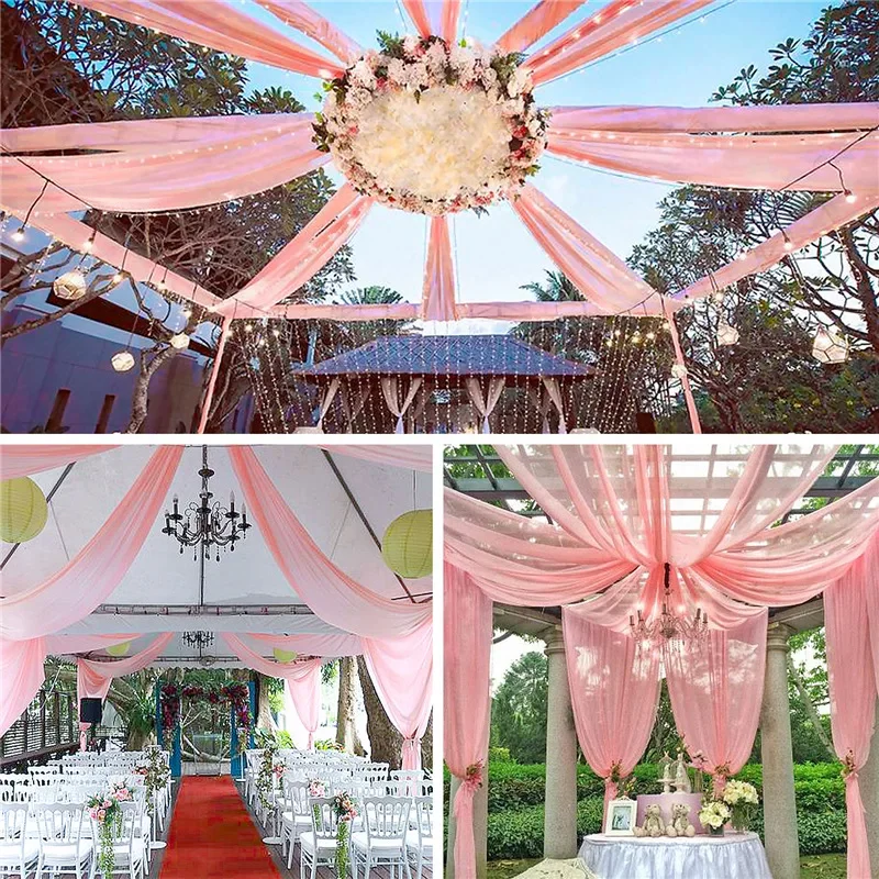 

White Ceiling Drapes for Arch Draping Fabric Chiffon Curtain for Party Ceremony Stage Wedding Hotel Decoration Voile Drapery