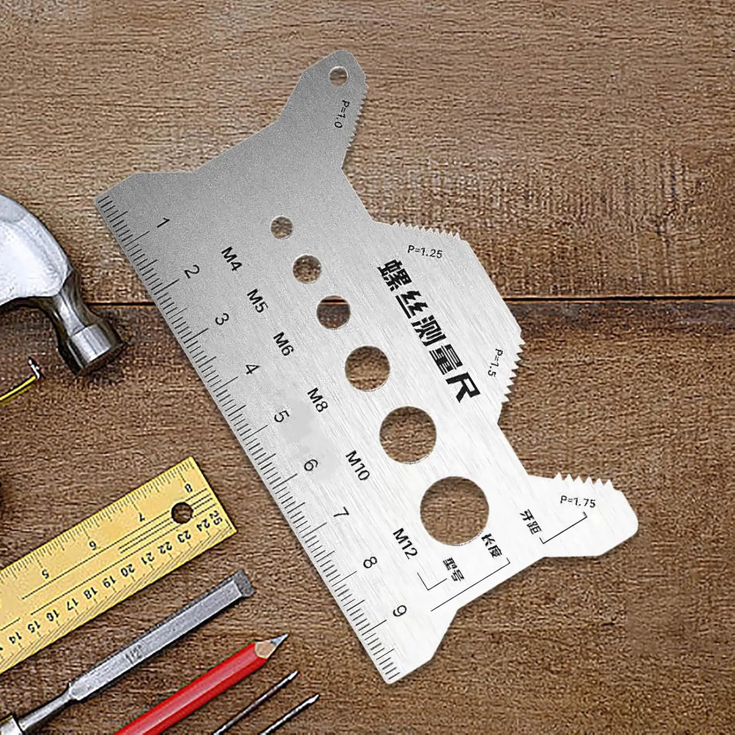 Bolt Measuring Tool Bolt Thread Stainless Steel Caliper Flat Double-Sided Screw Measuring Device for Pattern Jewelry Watch