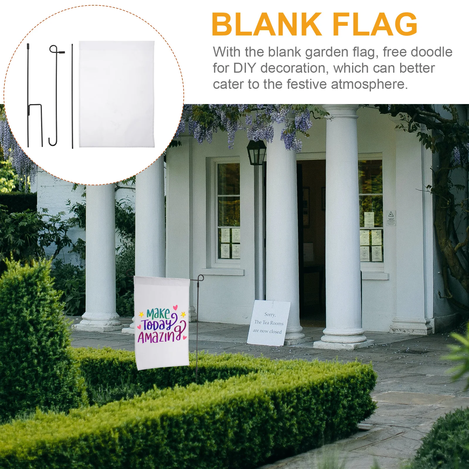 

1 Set Solid White Blank Garden Flag Yard Decor Diy Doodle Outdoor Decoration Durable Premium Material Long Lasting