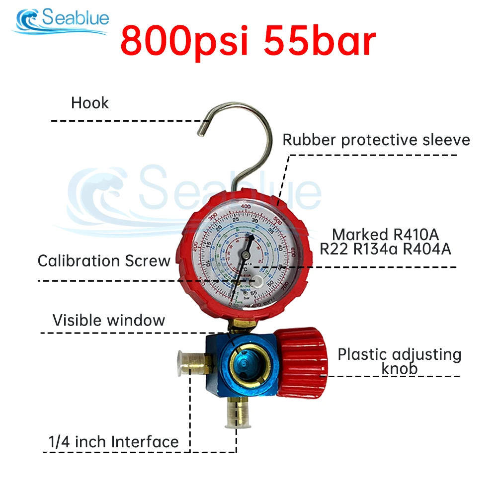 500/800PSL Refrigerant Filling Pressure Gauge Valve Automotive Air Conditioning Fluorine Filling Tool For Household Maintenance