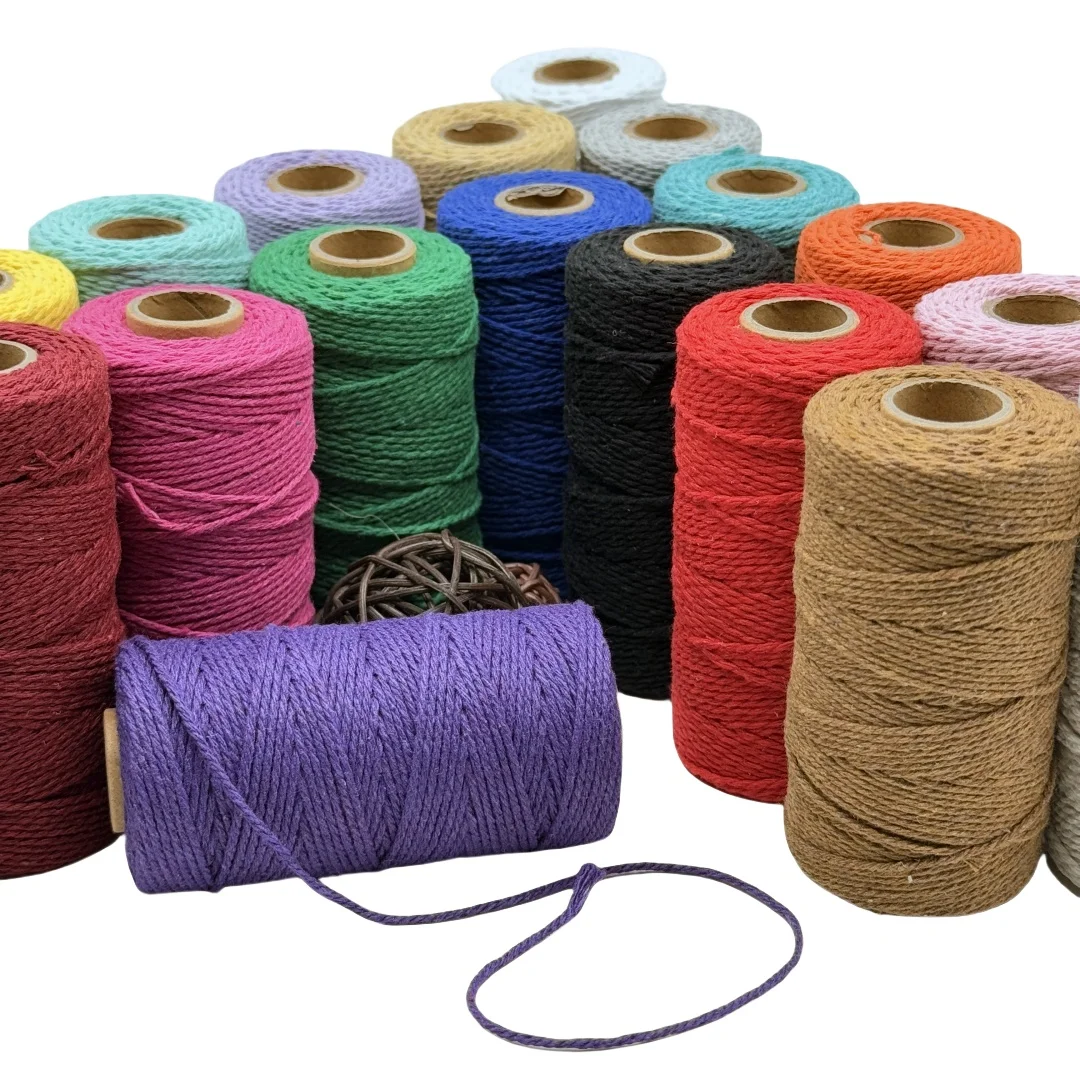 Fil de macramé Beige 2mm 100M(3937 "), bricolage, artisanat fait à la main, ficelle torsadée en coton, Textile de maison, décor de fête de mariage