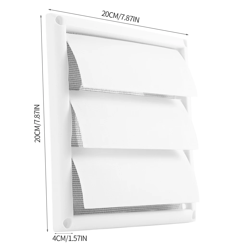 6-inch Air Vent Grille Ventilation Cover Plastic White Wall Grilles Duct 200x200x40mm Heating Cooling & Vents with 3 Flaps