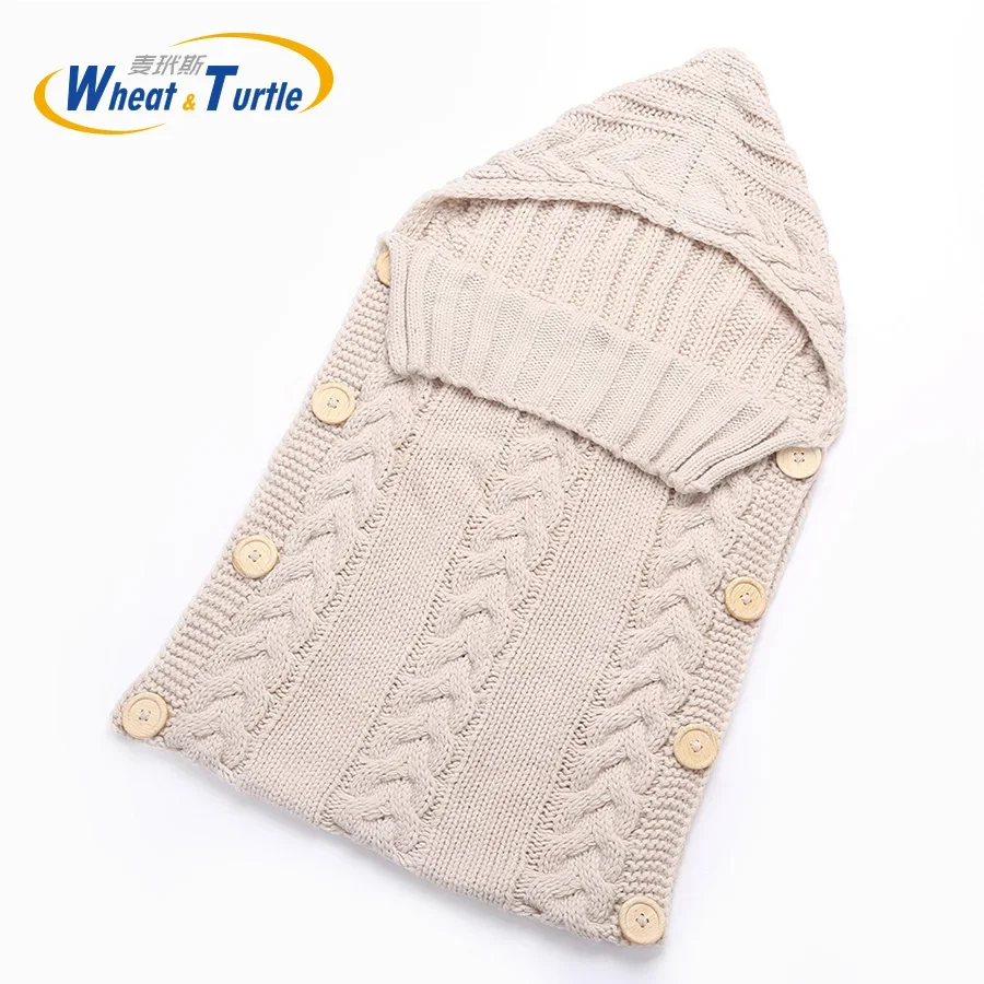 Mother Kids Bedding Baby Sleeping Bags  Woolen Swaddle Wrap Blanket Envelope Newborn Infant  Knitted Winter  Bag