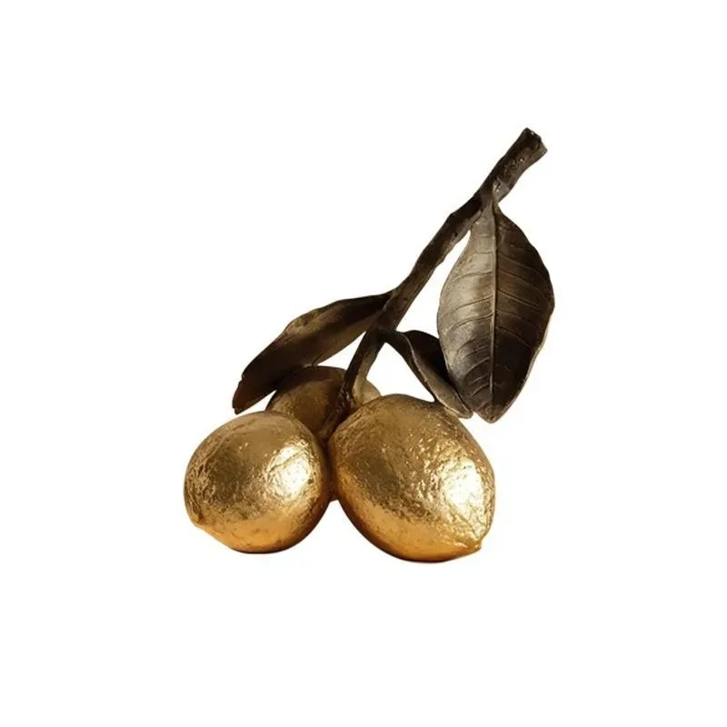Aesthetic Mascot Resin Handicrafts Simulated Fruit Sculpture Lychee Decorative Ornament Golden Lemon Home Decoration Accessories