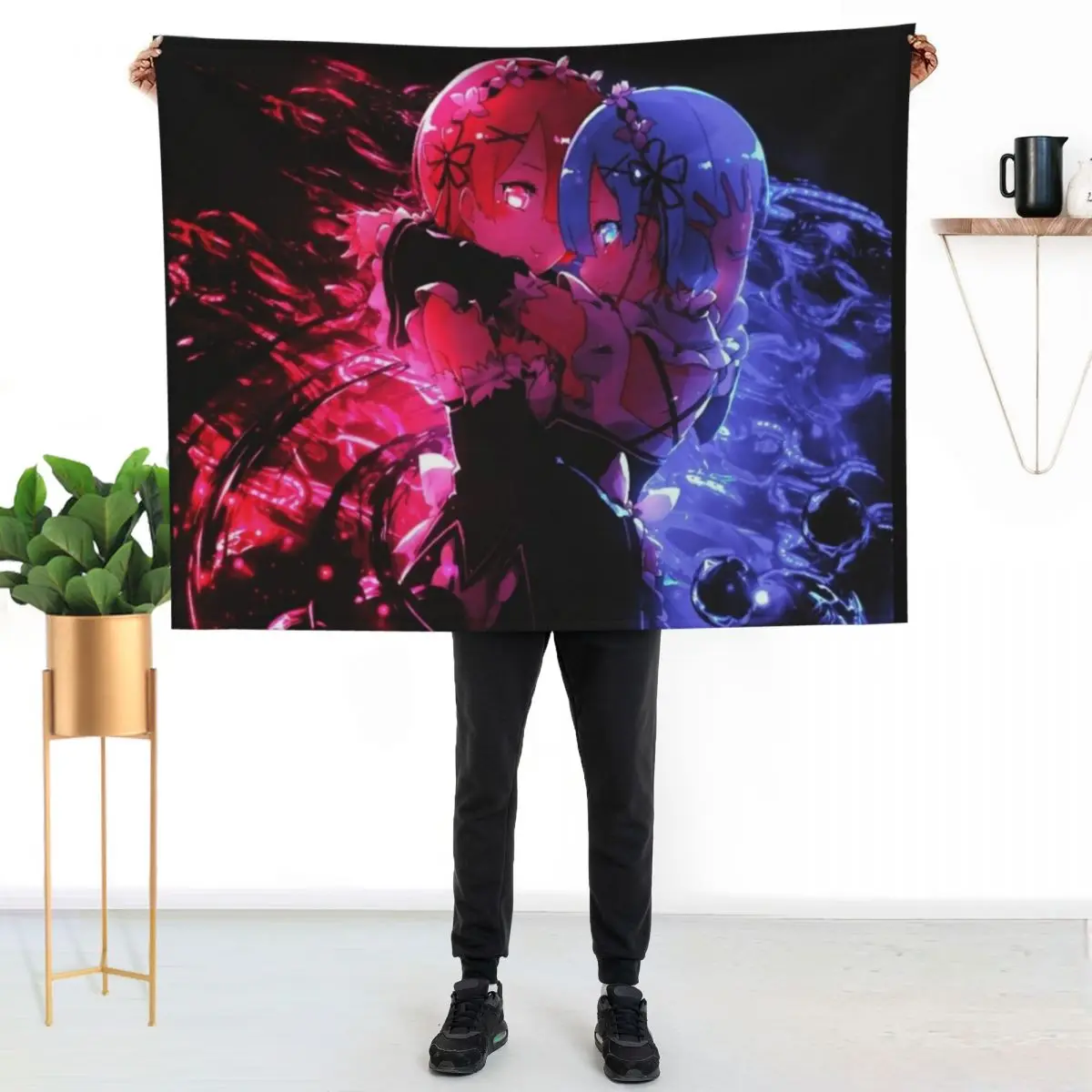 Rem and Ram ( re zero ) Throw Blanket Reusable Durable Soft Blanket for All Seasons