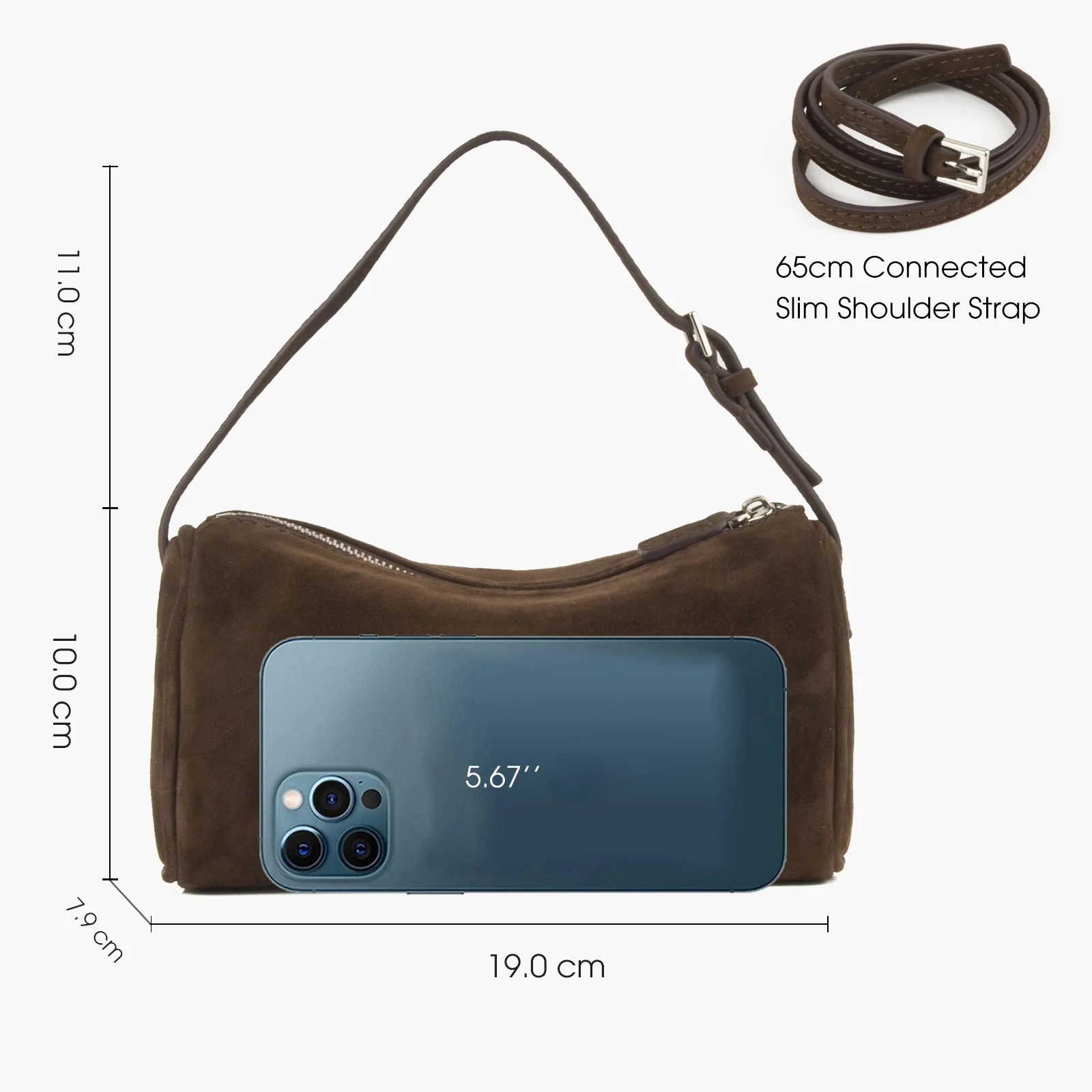 Donna-in Women\'s Handbag Soft Suede Mini Crossbody Lady Bags Zipper Natural Sheepskin Leather Hobo Shoulder Bag
