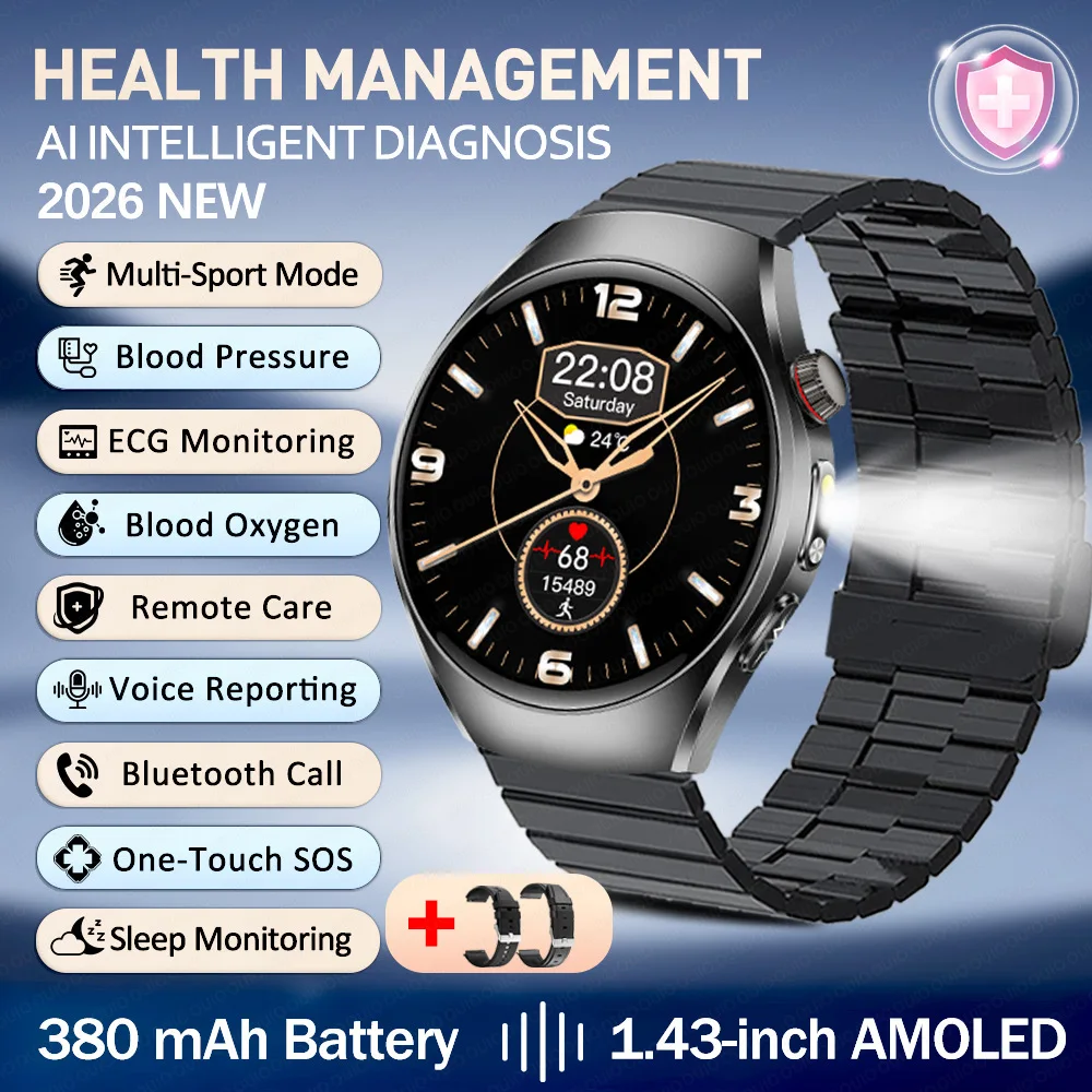 

Умные часы ET460 с LED-подсветкой, удаленным просмотром, функцией SOS, AMOLED-экраном, Bluetooth-звонками, управлением здоровьем и ЭКГ