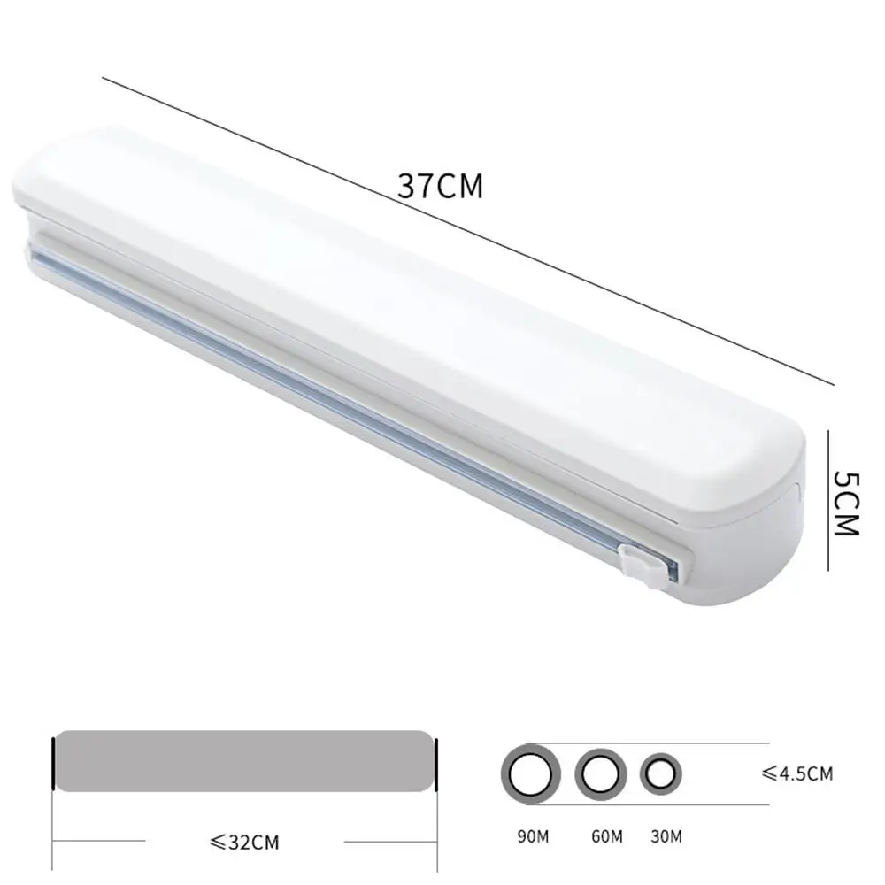 Refillable Cling Film Cutting Box Kitchen Tool Double Elastic Buckle Suction Bottom Food Wrap Dispenser for Home