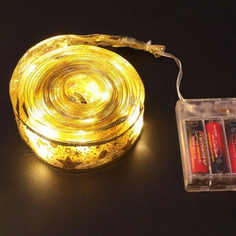 10m 100 Lights Christmas Ribbon Lights Battery-Powered Flashing Christmas Tree Decoration Light LED Polyester