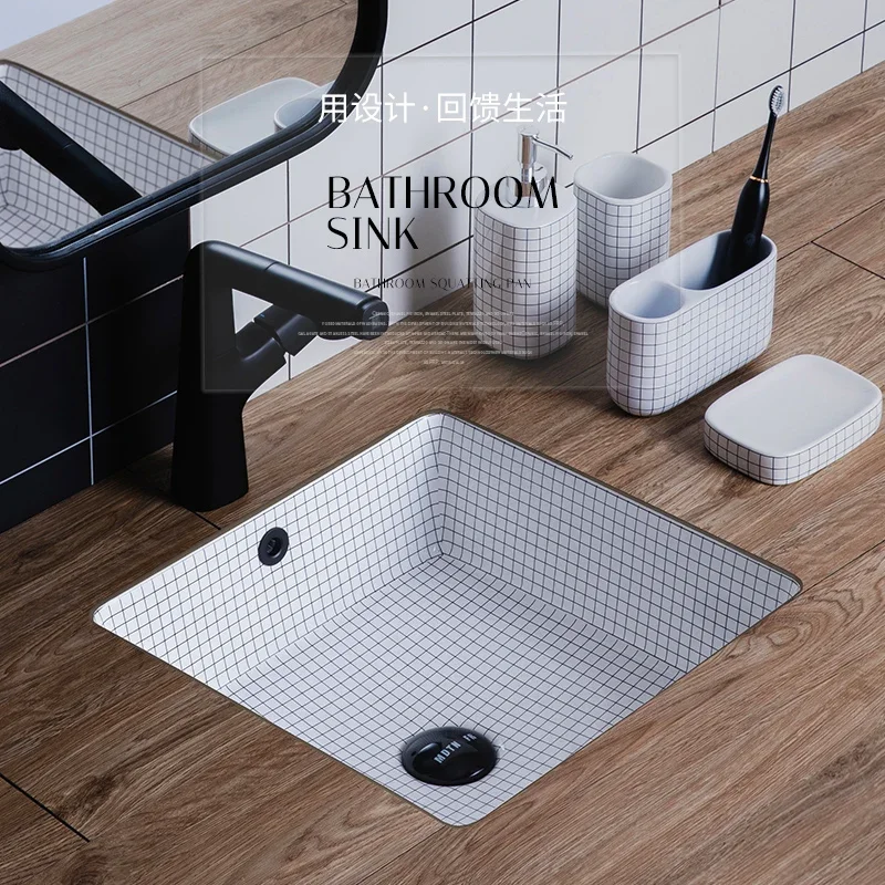 

Understand basin, household black checkered , embedded bathroom, ceramic balcony,