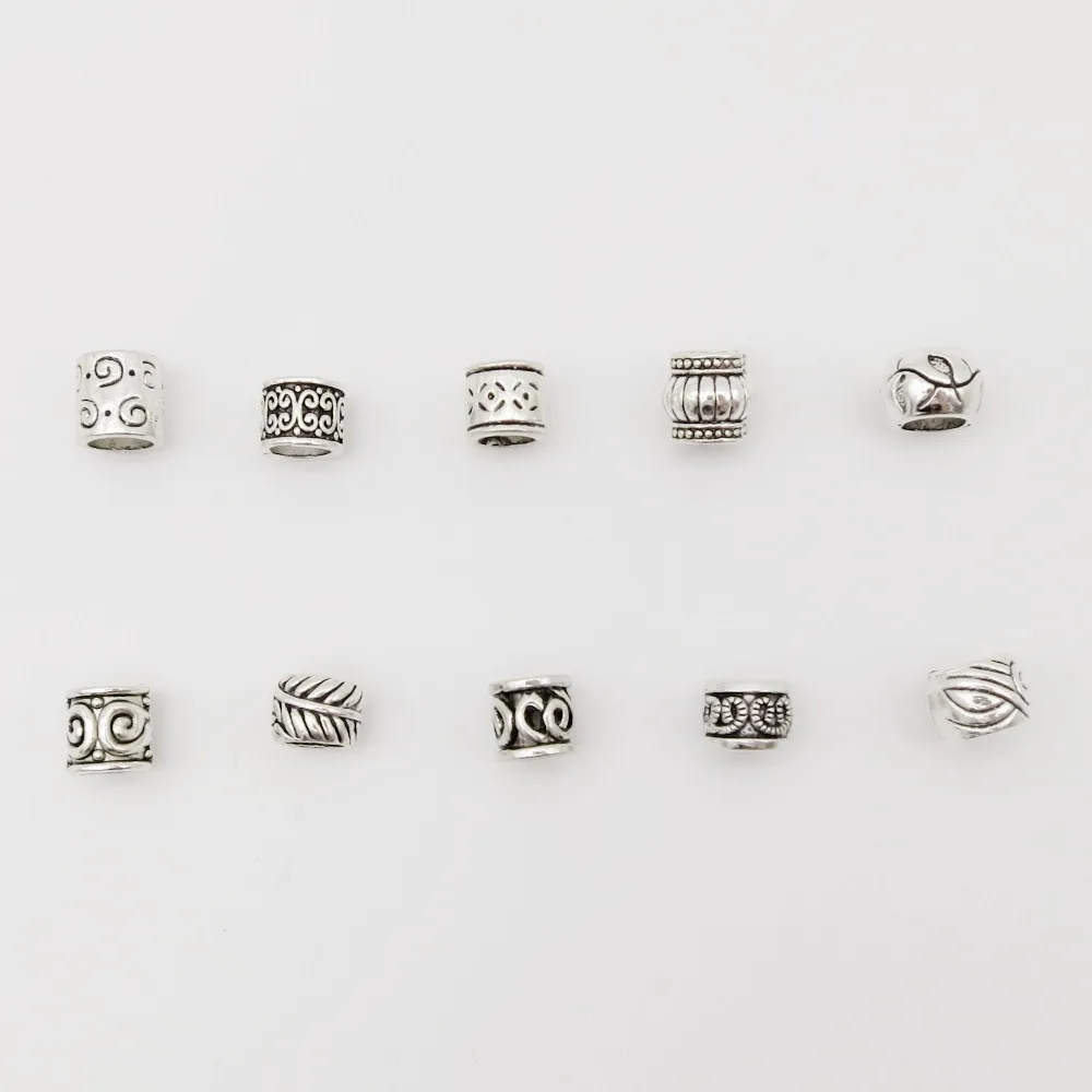  10pcs/pack MIx different 10 styles hair braid dread dreadlock beard beads rings tube Pendant DIY Necklace Jewelry Accessories image 3