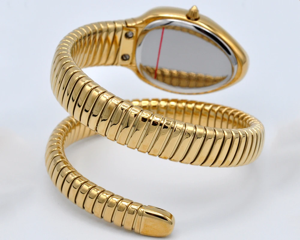 2026 High Quality Gold Diamond Set Snake Shaped Dress Watch Bangle Style Fashionable Unique Brand Same Style Women's Wristwatch Sad8f6ec70c1b408b9bfcce80d687fe2d8