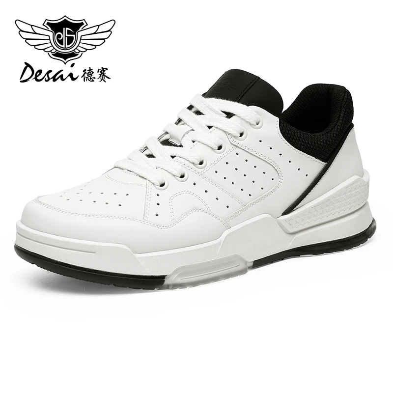 DESAI Full Grain Leather Men Shoes Soft Thick Bottom Casual Sneaker For Men Business Work Breathable 2024 New Arrival